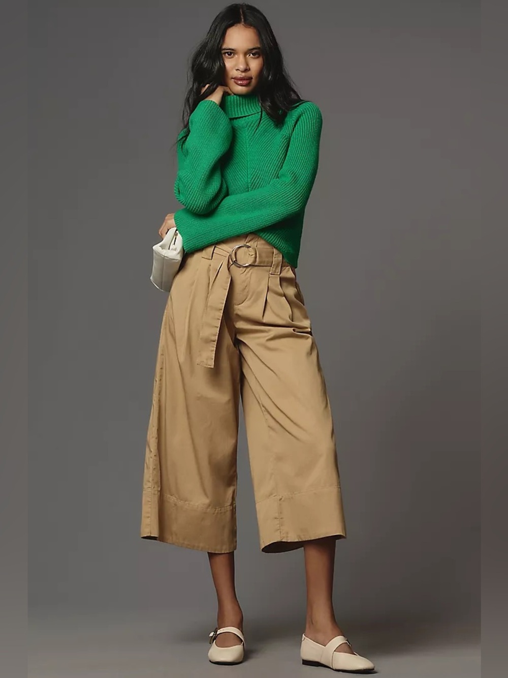 NWT Anthropologie Maeve High-Rise Belted Culottes Wide Leg Pants Size 0P 0